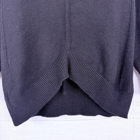 Anthropologie Maeve Oversized Tunic Sweater Medium Black Mock Neck Cozy Classic - Picture 7 of 16
